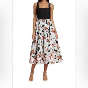 TANYA TAYLOR Gia Floral Midi Dress Babydoll Fit And Flare Sundress NWT New